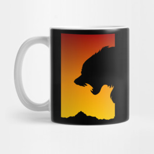 Sunset Snarling Wolf - Wolf Lover - Growling Wolf Aggressive Wolves Mug