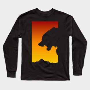 Sunset Snarling Wolf - Wolf Lover - Growling Wolf Aggressive Wolves Long Sleeve T-Shirt