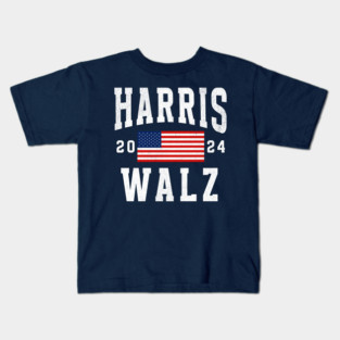 Vintage Harris Walz 2024 American Flag Presidential Election Kids T-Shirt