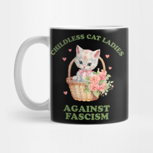 Childless Cat Ladies Against Fascism Kamala Harris 2024 Retro Kitten Basket Mug