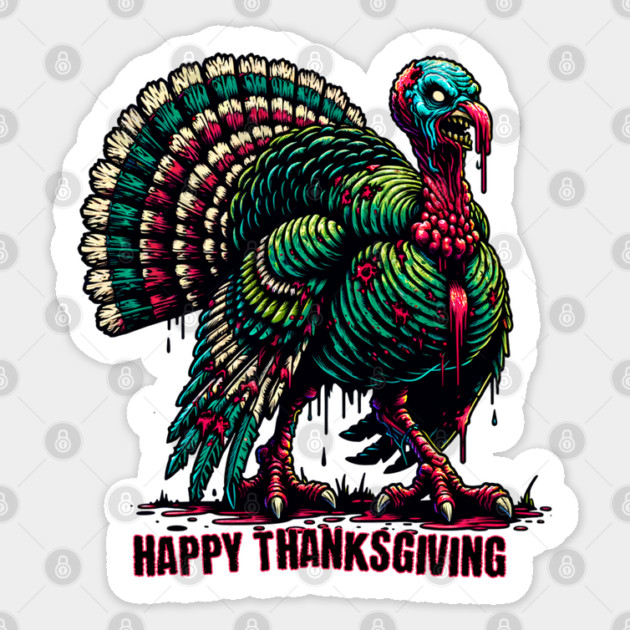 Zombie Thanksgiving Turkey Sticker by HolidayBug