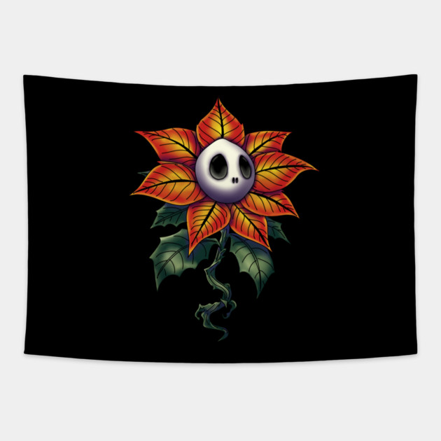 Spooky Christmas Poinsettia Tapestry by H. R. Sinclair