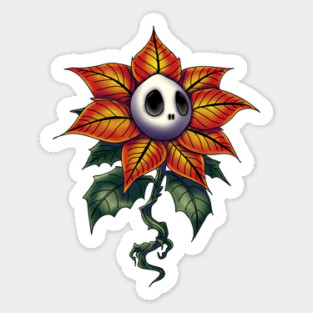 Spooky Christmas Poinsettia Sticker