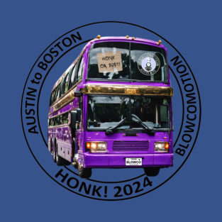BACK OF SHIRT - BLOWCO Austin to Boston!  Black lettering T-Shirt