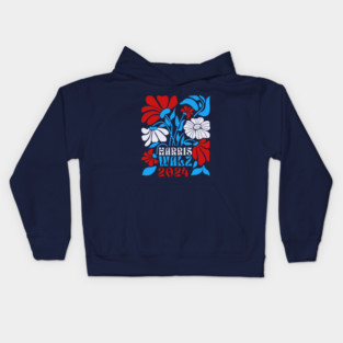 Retro Harris Walz 2024 Boho Election 2024 Kids Hoodie