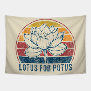 Lotus For Potus Kamala Harris 2024 vintage Tapestry