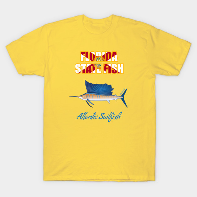 Florida State Saltwater Fish - Atlantic Sailfish T-Shirt by Reefhorse