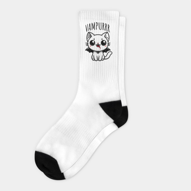 Vampurrr, Adorable Kawaii Vampire Bat Cat Halloween Socks by Luxinda