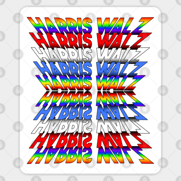 HARRIS WALZ 2024 fun repeating reflecting design Sticker by Luxinda
