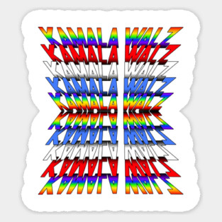 KAMALA WALZ rainbow red white and blue reflecting repeating pattern Magnet