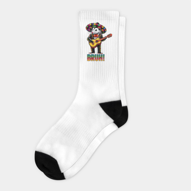 Mariachi Possum Cinco De Mayo Bruh! funny design Socks by Luxinda