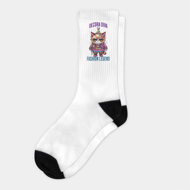 Decora Diva Fashion Legend Kei Kidcore Funny Cat Socks by Luxinda