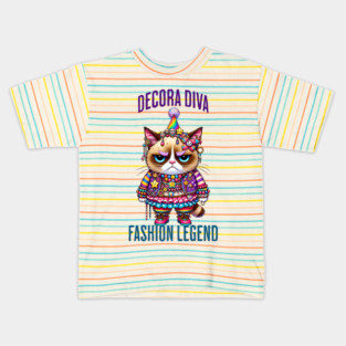 Decora Diva Fashion Legend Kei Kidcore Funny Cat Kids T-Shirt