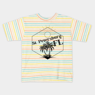 St. Petersburg FL Retro Palm Sun Design | Classic Florida Beach Vibes Kids T-Shirt