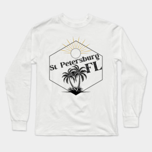 St. Petersburg FL Retro Palm Sun Design | Classic Florida Beach Vibes Long Sleeve T-Shirt