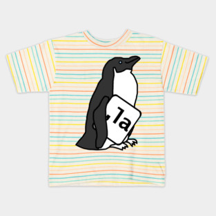 Cute Penguin and Comma La Sign for Kamala Harris Kids T-Shirt