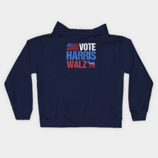 Vote Harris Walz Democrat Kids Hoodie