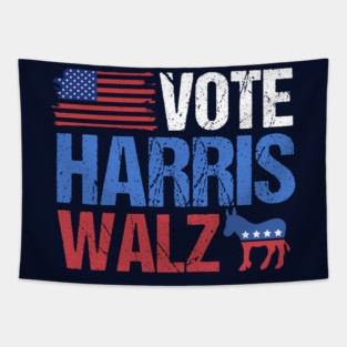 Vote Harris Walz Democrat Tapestry