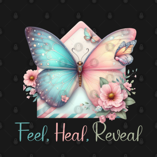 FEEL HEAL REVEAL, FLORAL MENTAL HEALTH QUOTES, SELF LOVE QUOTES by Prinyos