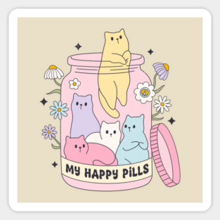 BOHO FLORAL CAT PILLS Magnet