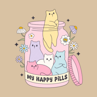 BOHO FLORAL CAT PILLS T-Shirt