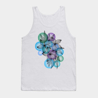 Floral Line Art Tank Top