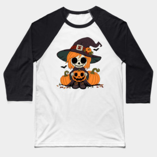 Cute Autumn Witch Baseball T-Shirt