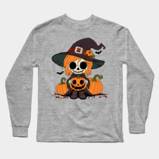 Cute Autumn Witch Long Sleeve T-Shirt