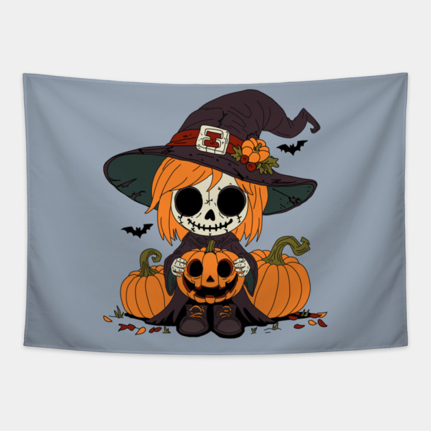 Cute Autumn Witch Tapestry by H. R. Sinclair