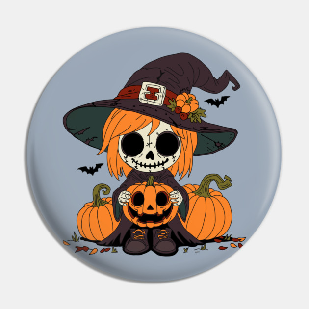 Cute Autumn Witch Pin by H. R. Sinclair