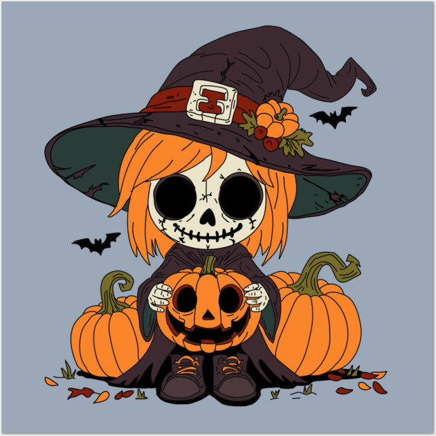 Cute Autumn Witch Wall Art by H. R. Sinclair