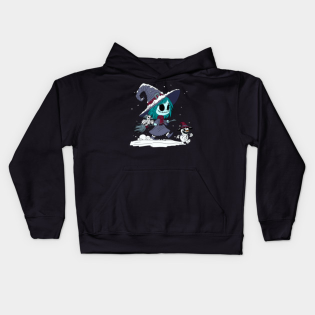 Cute Winter Witch Kids Hoodie by H. R. Sinclair