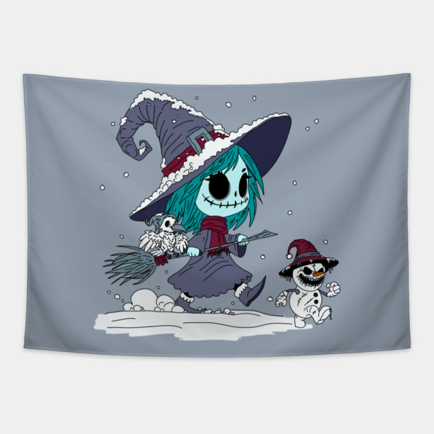 Cute Winter Witch Tapestry by H. R. Sinclair