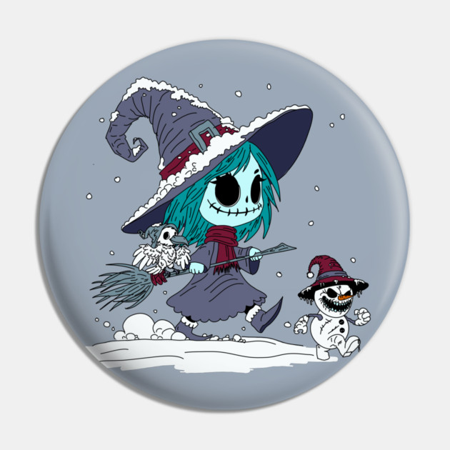 Cute Winter Witch Pin by H. R. Sinclair
