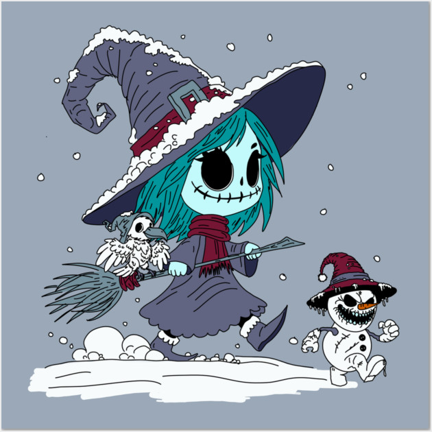 Cute Winter Witch Wall Art by H. R. Sinclair