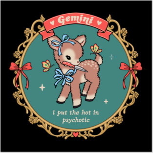 gemini vintage coquette deer Posters and Art