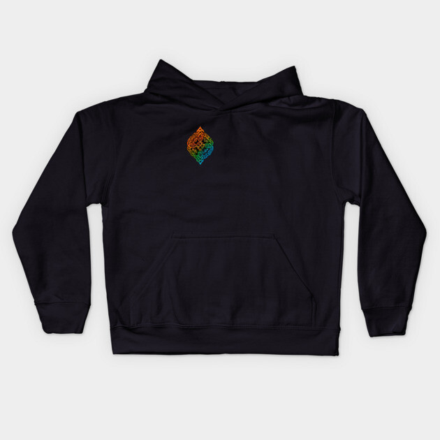 colorful Celtic knot design with interwoven patterns in a symmetrical arrangement Kids Hoodie by animegirlnft