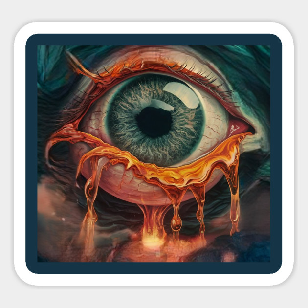 My Large  Eye with orange Liquid like Substance Sticker by animegirlnft