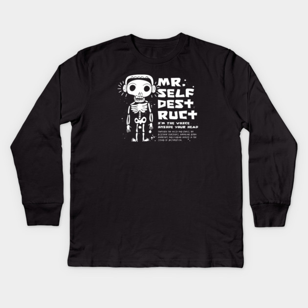 Mr. SELF-DESTRUCT Kids Long Sleeve T-Shirt by artslaves