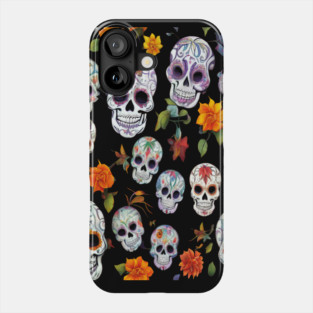 Halloween Sugar Skull and Festive Skull Pattern Phone Case