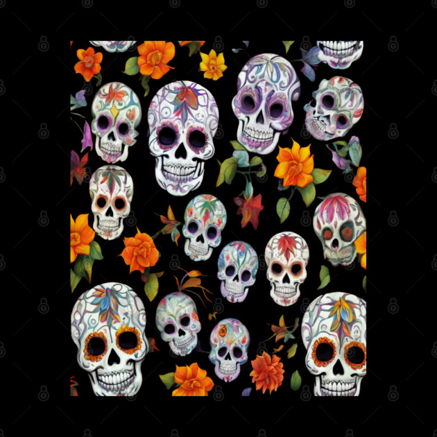 Halloween Sugar Skull and Festive Skull Pattern by BirdsnStuff