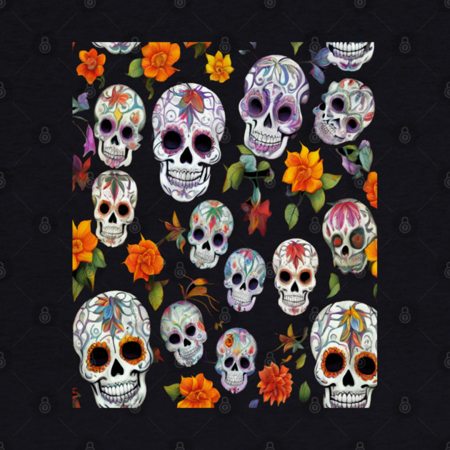 Halloween Sugar Skull and Festive Skull Pattern by BirdsnStuff