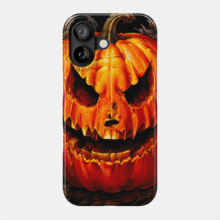 Halloween Scary Giant Orange Pumpkin Face Phone Case