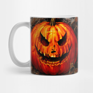 Halloween Scary Giant Orange Pumpkin Face Mug