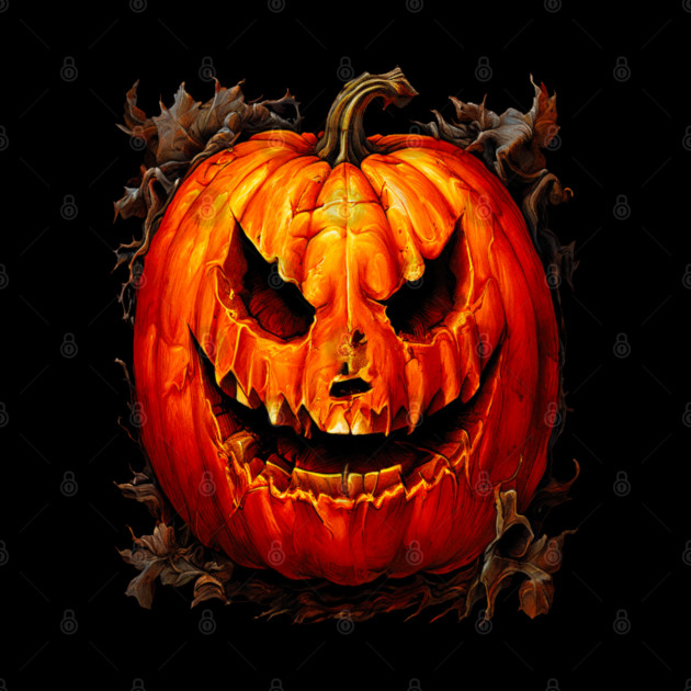 Halloween Scary Giant Orange Pumpkin Face by BirdsnStuff