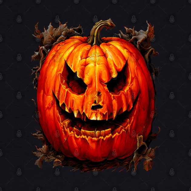 Halloween Scary Giant Orange Pumpkin Face by BirdsnStuff