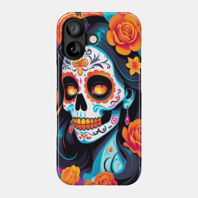 Day of the Dead Sugar Skull Halloween Phone Case by BirdsnStuff