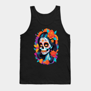 Day of the Dead Sugar Skull Halloween Tank Top