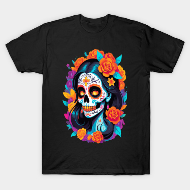 Day of the Dead Sugar Skull Halloween T-Shirt by BirdsnStuff