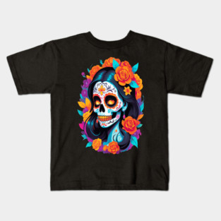 Day of the Dead Sugar Skull Halloween Kids T-Shirt